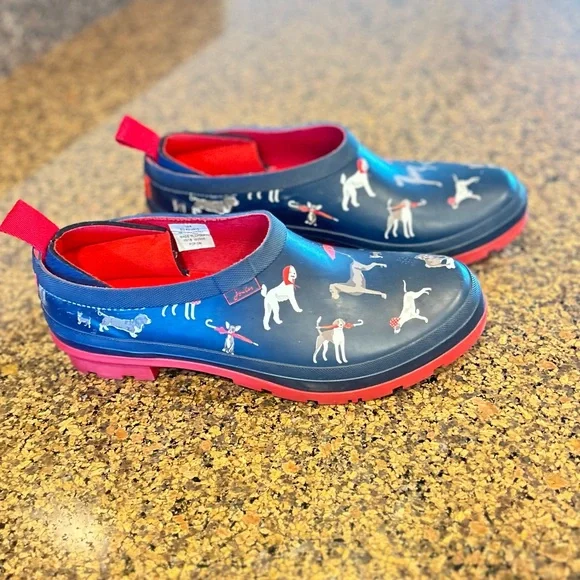 Joules Wellibob Navy Rain Shoes with Dog Print Sz: US10 UK8 EU42 Slip-On - Picture 5 of 9